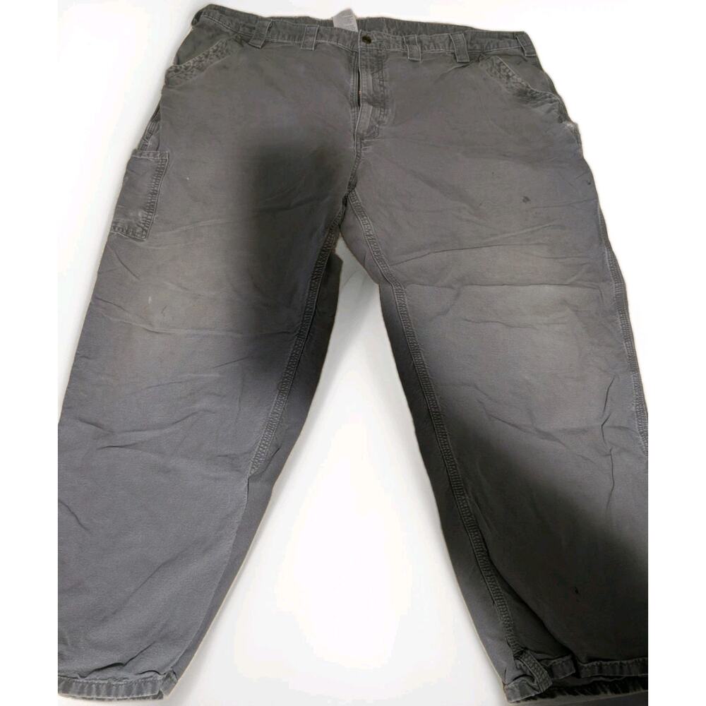 Men’s Workwear 46x 30 Carhartt Pants Gray Canvas Carpenter RN 14806 Some Flaws